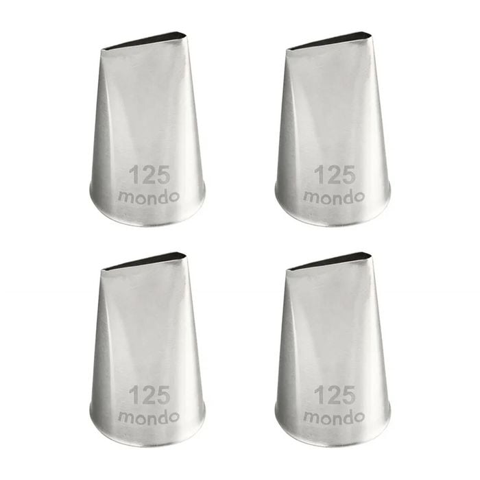 4PK Mondo Stainless Steel #125 Large Petal Piping Tip - Silver