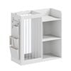 Advwin Kids Tube Toy Storage Organiser 3-Tier Bookshelf w/ Multi-Layer Storage Bags Stuffed Animal Storage White