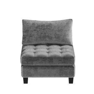 Ufurniture Armless Sofa Chenille Modular Lounge Couch with Large Cushion Single Sofa Grey