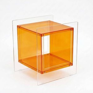 P&p Orange Acrylic End Table Modern Cube Storage Side Table With Shelf