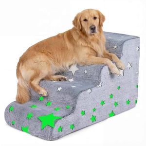 Costway 4 Steps Pet Ramp Glow-in-the-dark Dog Stairs Non-slip