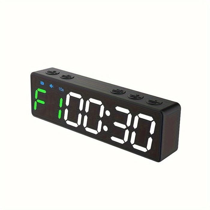 NNETM Rechargeable Gym Timer with 8 Fat Burning Training Modes [Black]