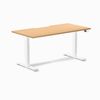 Desky Dual Select Beech Scalloped Melamine Sit Stand Desk 1500x750mm White Frame Leg