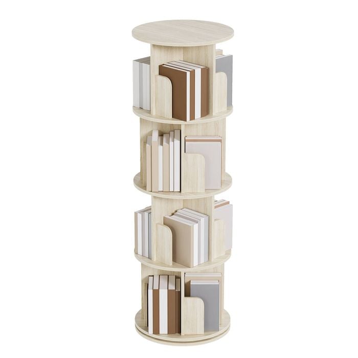 Ufurniture 4 Tier Rotating Bookshelf Corner Standing Wooden Bookcase Display Shelf Storage Rack Cabinet Oak