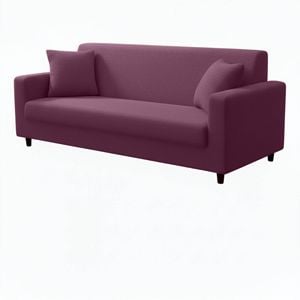 Anyhouz 3 Seater Sofa Cover Plain Bean Paste Red Style And Protection For Living Room Sofa Chair Elastic Stretchable Slipcover