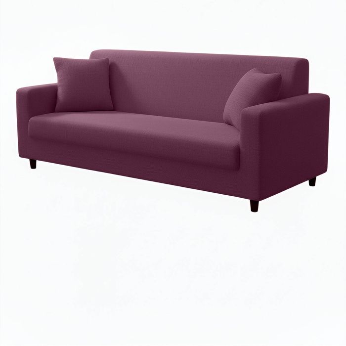 Anyhouz 3 Seater Sofa Cover Plain Bean Paste Red Style And Protection For Living Room Sofa Chair Elastic Stretchable Slipcover