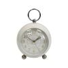 Round Metal Glass Petite 13cm Alarm Clock Bedside Analogue - Ivory