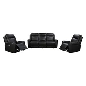 3R+1R+1R Genuine Leather Power Recliner Black
