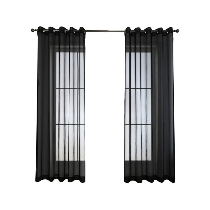 Windoware 120 x 223cm Black Coco Eyelet Sheer Curtain - 1 Pack