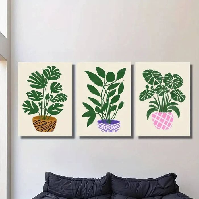 3pcs Monstera Deliciosa Art in a Flower Pot Print 100% Australian Made 3 x 40x60cm (Metal Print)