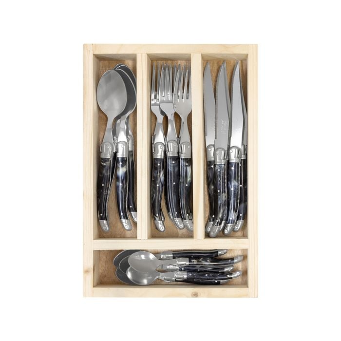 Laguiole Jean Neron 24pc. Cutlery Set - Black Horn
