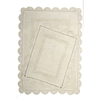 Yarra Textiles Tufted Bath Mat with Crochet , 2pcs. Set (60 x 90cm big, 40 x 60cm small) 1700 gsm+ (White)
