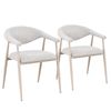 Milan Beige Metal Frame Upholstered Dining Chair - Light Grey Fabric (Set of 2)