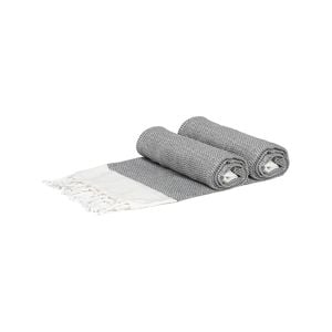 Nicola Spring 2pc Turkish Cotton Towels Set - Zig Zag - Grey