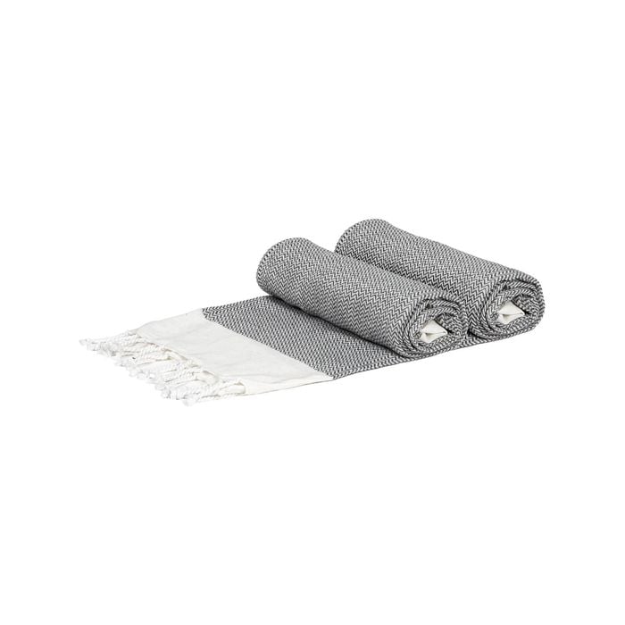 Nicola Spring 2pc Turkish Cotton Towels Set - Zig Zag - Grey