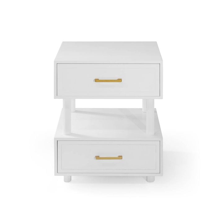 Genex Designs Nikita Double Draw Brass Handle Bedside Table