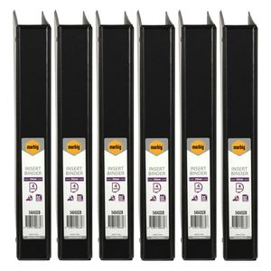 20pc Marbig Clearview 4 D-ring Insert Binder A4 File 25mm Document Organiser Blk