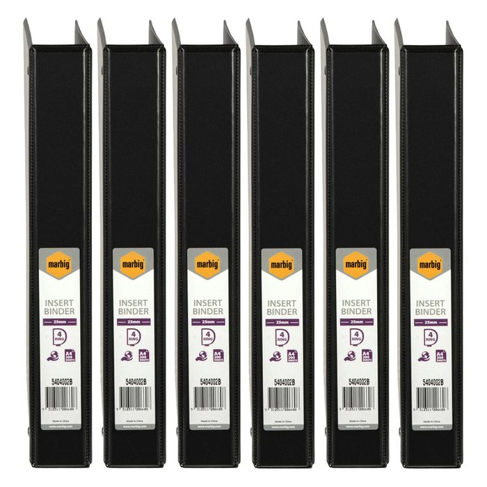 20pc Marbig Clearview 4 D-ring Insert Binder A4 File 25mm Document Organiser Blk