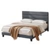 Artiss King Bed Frame Geometric Headboard Charcoal Grey Linen