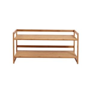 Sherwood Home 2-tier Natural Bamboo Shoe Rack With Curved Sides - Light Brown- 70x33x33cm