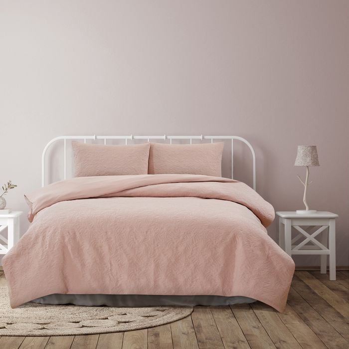 Ardor Boudoir Queen Bed Quilt Cover Set Lottie Pinsonic Embossed Blush