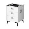 Oikiture Smart Bedside Table Wireless Charging LED 3 Drawers White
