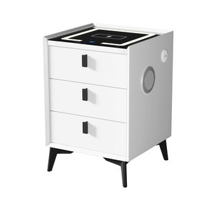 Oikiture Smart Bedside Table Wireless Charging LED 3 Drawers White