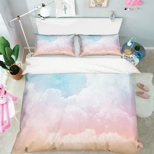 3D Pink Clouds Watercolor Quilt Cover Set Bedding Set Pillowcases 53