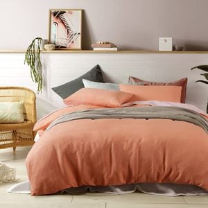 Vintage Design Homewares 100% Linen Burnt Melon Quilt Cover Set King
