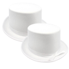 2x SATIN TOP HAT Costume Party Cap Fancy Dress Trilby Fedora One Size White