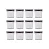 Argon Tableware 90ml Glass Jam Jars With Airtight Black Lids - Set Of 12 Empty Screw Top Kitchen Storage Preserving Jar