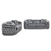 3+2 Seater Sofa Set Grey Velvet Fabric Solid Wood construction Silver Stainless Steel Trim