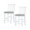 Laelia Tall Bar Chair Stool Set of 2 Solid Acacia Wood Coastal Furniture - White