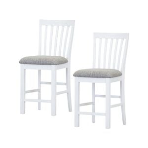 Laelia Tall Bar Chair Stool Set of 2 Solid Acacia Wood Coastal Furniture - White