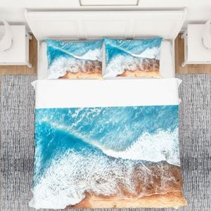 3D Blue Waves 260 Bed Pillowcases Quilt Queen Size