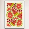 Galrie Vibrant Red Fruits Art Print for Kitchen Decor - Abstract Fruit Collection, Black Frame, A0 84 x 119cm (33 x 47inch)