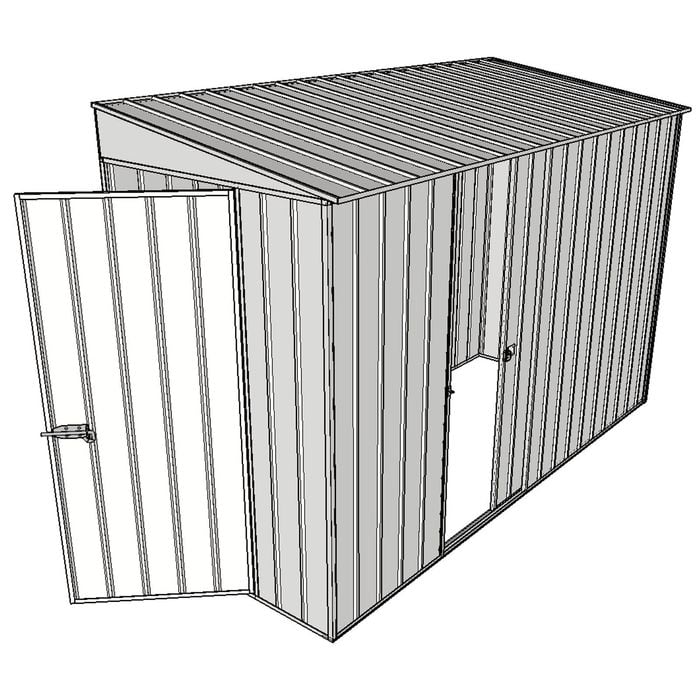 Build-A-Shed 1.2 x 3.0 x 2.0m Tunnel Shed Tunnel Hinged Door with 1 Sliding Side Door - Zinc