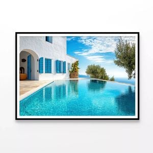 Swimming Pool, White House  Print 100% Australian Made 90x60cm  (Poster)