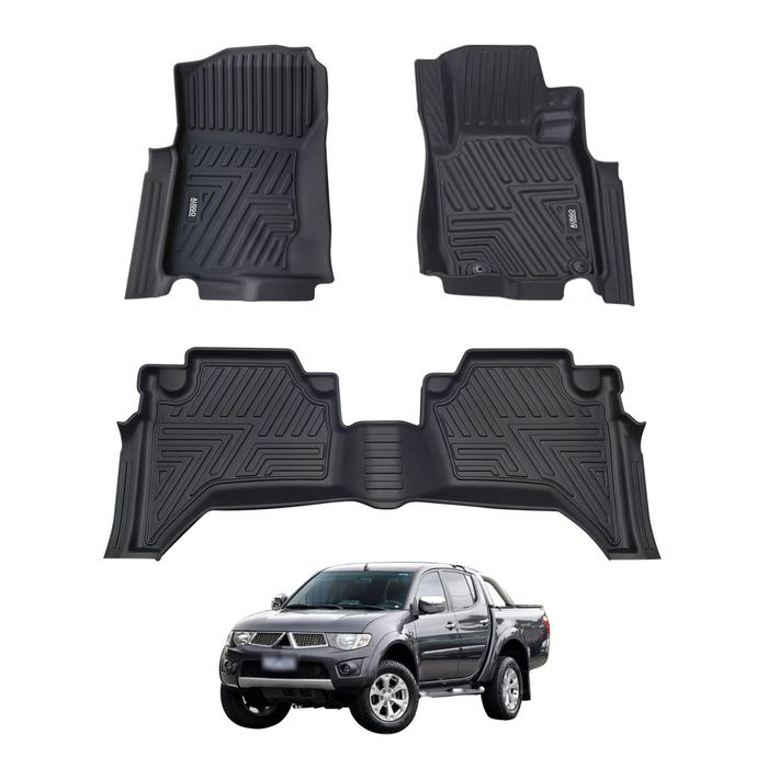 AUSGO Car Floor Mats for Mitsubishi Triton ML MN Series Dual Cab 2006-2015 All-Weather Floor Liners