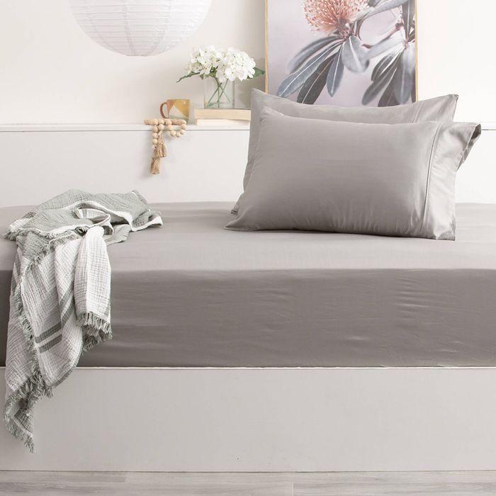 Park Avenue King 500TC Bamboo Cotton Bed Sheet w/ 2x Pillowcases Set Charcoal