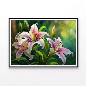 Bright Pink Lilies Blooming  Print 100% Australian Made 90x60cm  (Poster)
