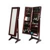 La Bella 146cm Walnut Mirror Jewellery Cabinet Storage Organiser LUVO