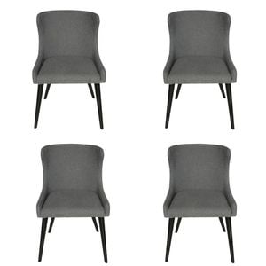 Sk Designer Living | Pack Of 4 | Osaka Dining Chair | Black Legs - Grey Fabric