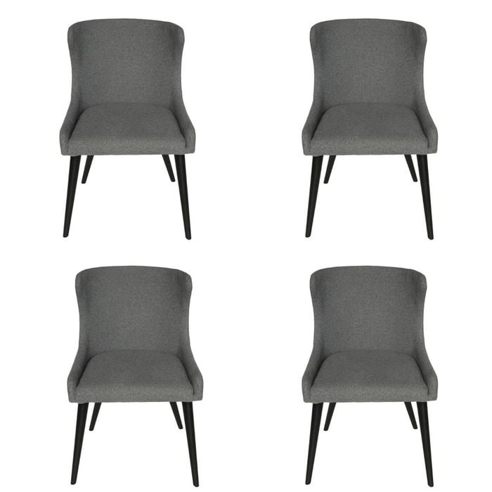 Sk Designer Living | Pack Of 4 | Osaka Dining Chair | Black Legs - Grey Fabric