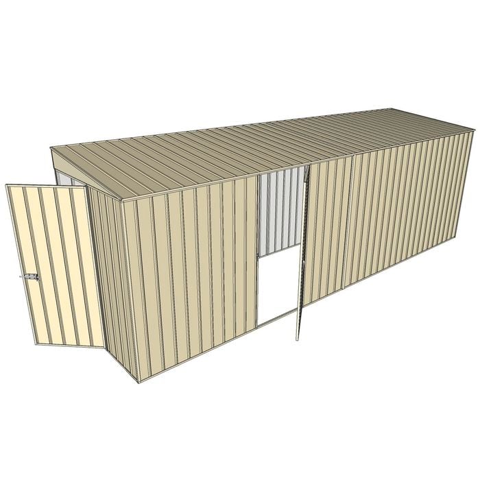Build-a-Shed 1.5 x 6 x 2m Single Hinged Side Door Skillion Shed - Cream