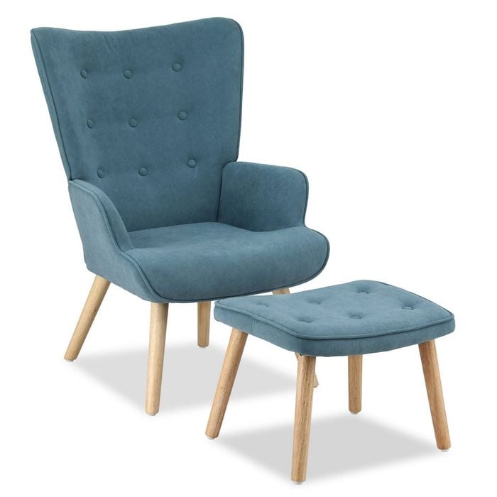 Artiss Armchair Lounge Chair Ottoman Accent Blue