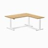 Desky L-shape Sit To Stand Light Oak Rubberwood Desk 1500x750x1550x500mm White Leg