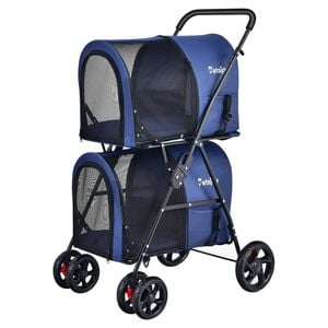 Costway 4in1 Pet Stroller Double Layer Travel Cart Blue