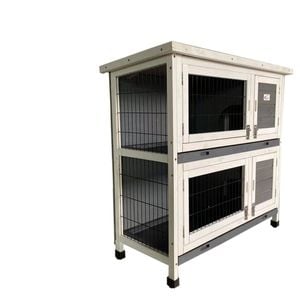 Yes4pets Large Double Storey Rabbit Hutch Guinea Pig Ferret Cage Grey