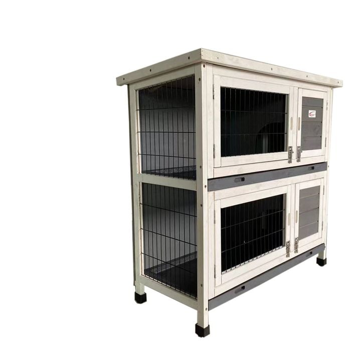 Yes4pets Large Double Storey Rabbit Hutch Guinea Pig Ferret Cage Grey